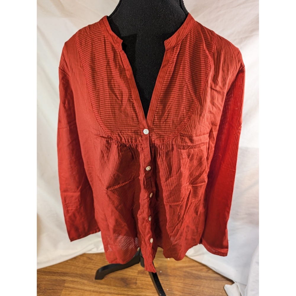 NWT G.H. Bass Red Stripe Long Sleeve Button Shirt - Women's  Button Front XL